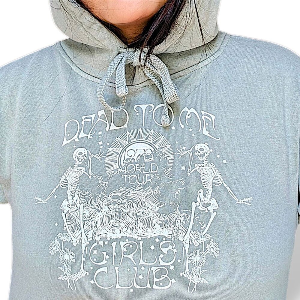 Nectar Clothing NWOT sage green dancing skeletons pastel goth fairy hoodie M